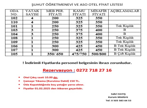 suhut-ogretmenevi-2025-yili-oda-konaklama-fiyatlari-ve-ozellikleri-0-sBgyWlrX Şuhut Öğretmenevi: 2025 Yılı Oda Konaklama Fiyatları ve Özellikleri